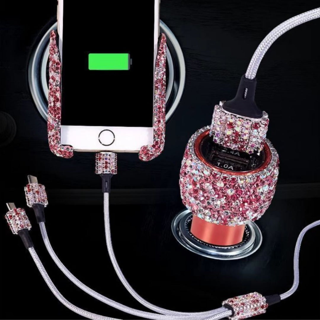 Car Rhinestone Charging Set