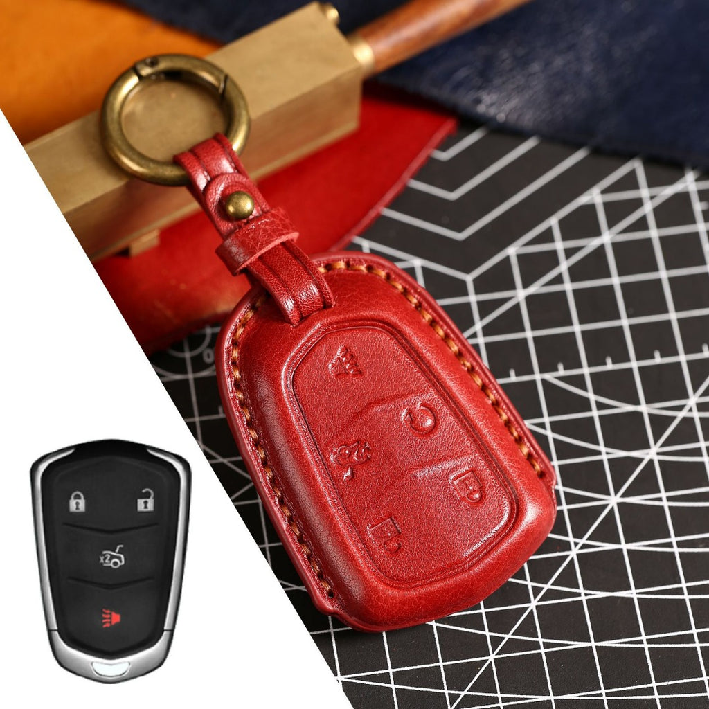 Cadillac Leather Key Cover - Premium Protector for All Models