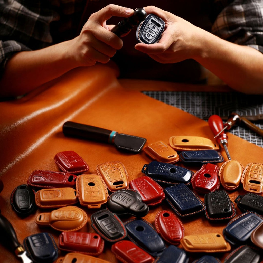 Porsche-Schlüsselhülle | Echtes Leder, wasserdicht | Passend für alle Modelle