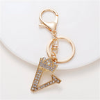 Carsine Rhinestone 26 Letters Car Keychain V