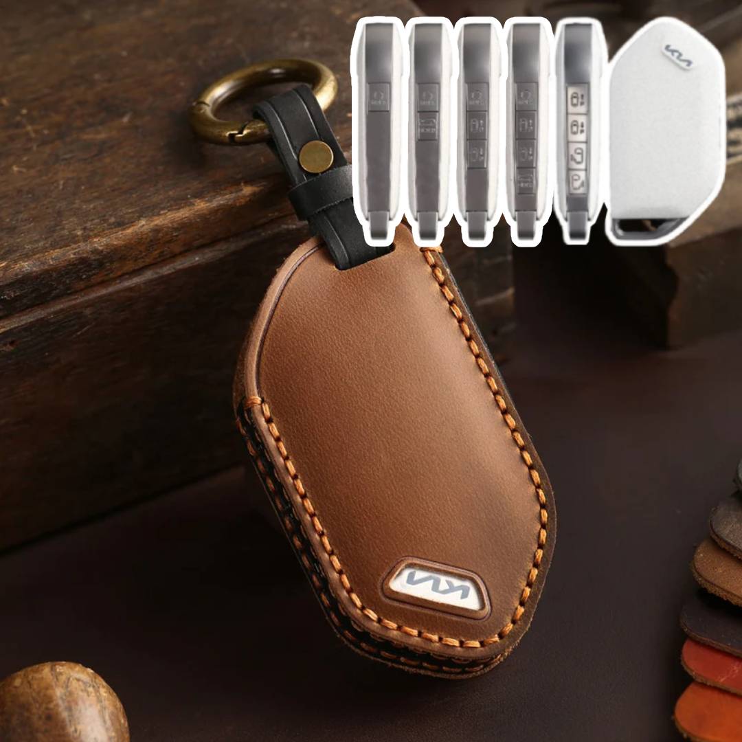 Kia Leder-Autoschlüsselhülle für 5, 6, 7, 8 und 9 Tasten