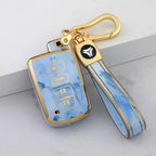 Carsine Toyota Car Key Case Gold Inlaid With Jade Blue / Key case + strap