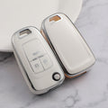 Carsine Chevrolet Holden Buick Vauxhall Car Key Cover Silver Edge White / Key case