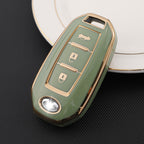 Carsine Infiniti Car Key Case Golden Edge 3 Buttons / Green / Key case