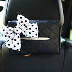 Carsine Bowknot leather car paper box black dot bow