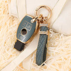 Carsine Mercedes Benz Car Key Case Golden Edge Grey / Key case + strap