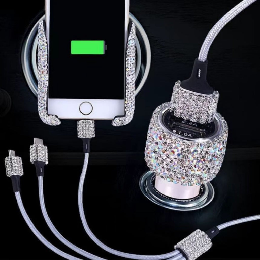 Car Rhinestone Charging Set