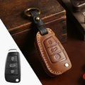 Carsine Premium Audi Leather Car Key Cover - Luxury Protection & Custom Fit for Audi Keys Brown / D