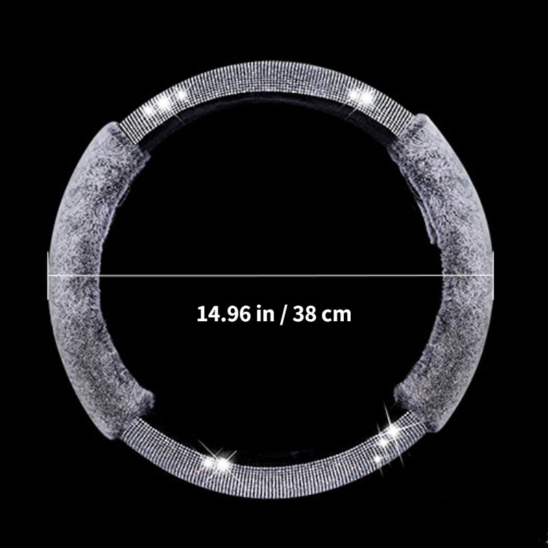 Carsine Rhinestone Plush Steering Wheel Cover