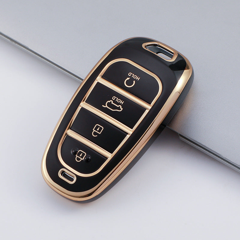 Carsine Hyundai Car Key Case Golden Edge Black / Key case