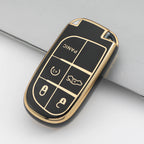 Carsine Jeep Dodge Chrysler Car Key Case Golden Edge Type D / Black / Key case