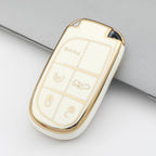 Carsine Jeep Dodge Chrysler Car Key Case Golden Edge Type D / White / Key case